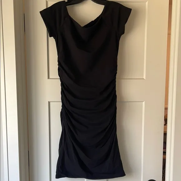 BODEN Elegant Black Ruched Bodicon Dress LBD NWOT