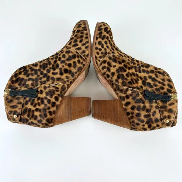 Boden Hoxton Leopard Calf Hair Ankle Boots Size EU 42 US 10.5 Contemporary Fall