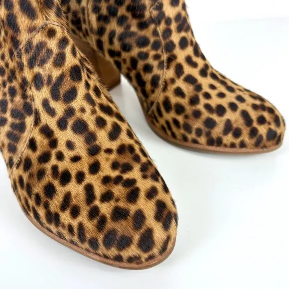 Boden Hoxton Leopard Calf Hair Ankle Boots Size EU 42 US 10.5 Contemporary Fall