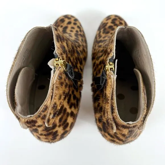 Boden Hoxton Leopard Calf Hair Ankle Boots Size EU 42 US 10.5 Contemporary Fall