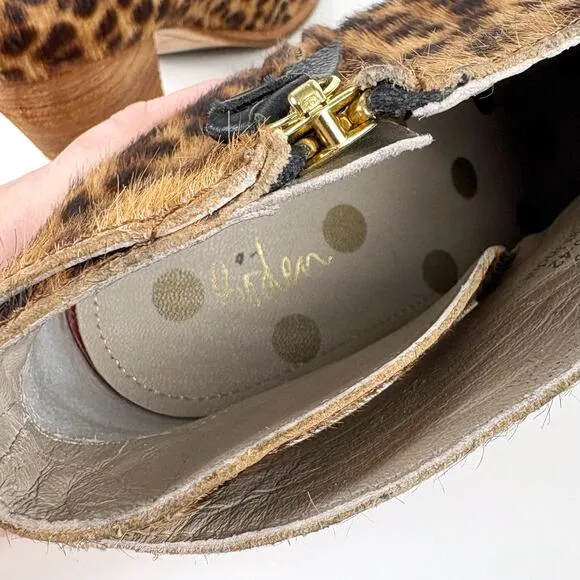 Boden Hoxton Leopard Calf Hair Ankle Boots Size EU 42 US 10.5 Contemporary Fall