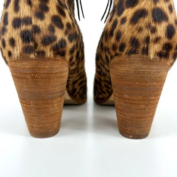 Boden Hoxton Leopard Calf Hair Ankle Boots Size EU 42 US 10.5 Contemporary Fall