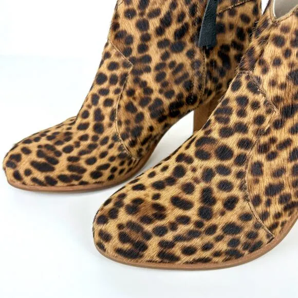 Boden Hoxton Leopard Calf Hair Ankle Boots Size EU 42 US 10.5 Contemporary Fall