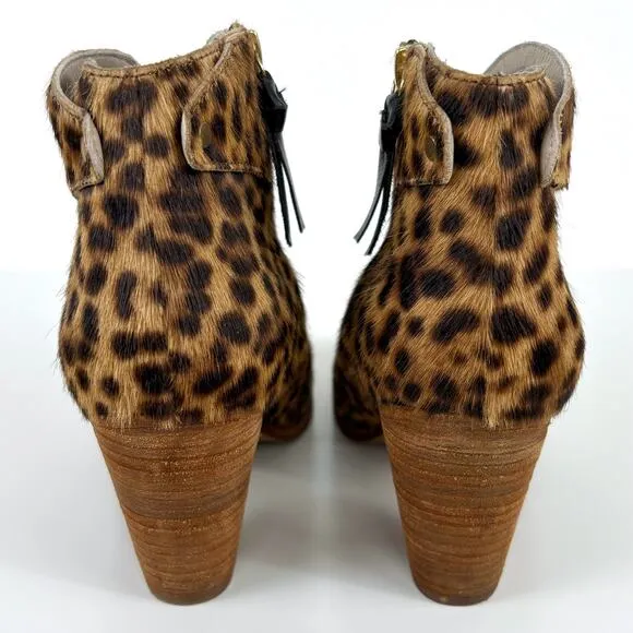 Boden Hoxton Leopard Calf Hair Ankle Boots Size EU 42 US 10.5 Contemporary Fall