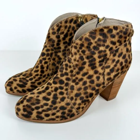 Boden Hoxton Leopard Calf Hair Ankle Boots Size EU 42 US 10.5 Contemporary Fall