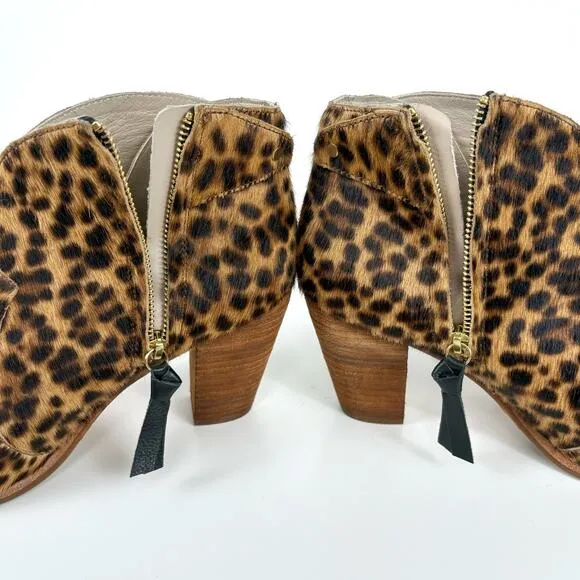 Boden Hoxton Leopard Calf Hair Ankle Boots Size EU 42 US 10.5 Contemporary Fall