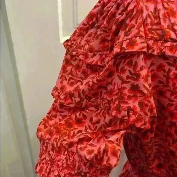 Boden Yoke Detail Jersey Mini Dress Pink Floral Tie Waist NWT size 4P