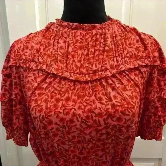Boden Yoke Detail Jersey Mini Dress Pink Floral Tie Waist NWT size 4P