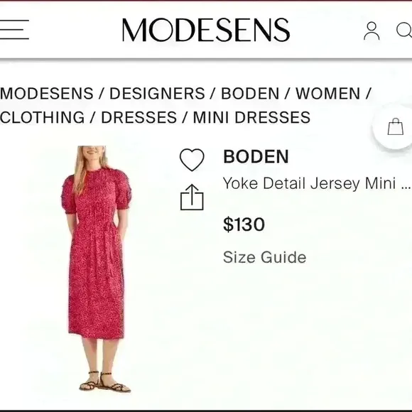 Boden Yoke Detail Jersey Mini Dress Pink Floral Tie Waist NWT size 4P