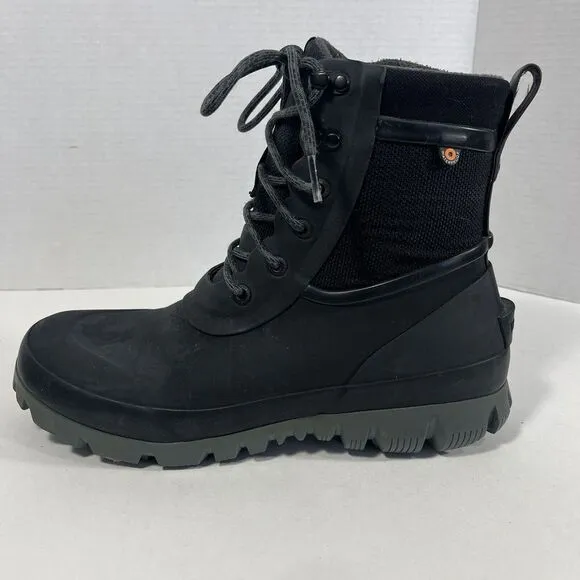 BOGS ARCATA LACE Black Rubber‎ Waterproof Snow Outdoor Winter Boots Men's 11