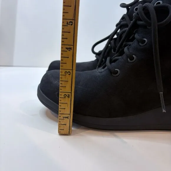 Bogs Womens Vista Rugged Zip Up Lace Up Wedge Boots Sz 8 Black Nubuck Waterproof