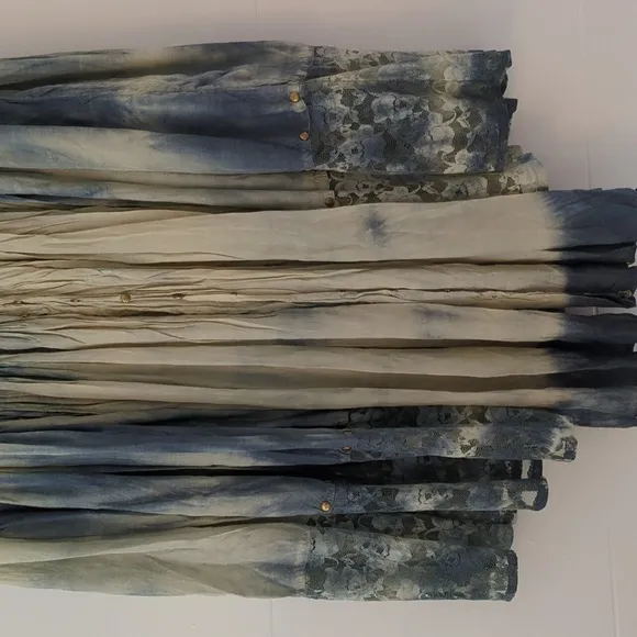 Bohemian festival tie-dye laced boho indie western cowgirl maxi skirt