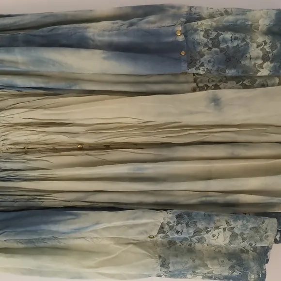 Bohemian festival tie-dye laced boho indie western cowgirl maxi skirt