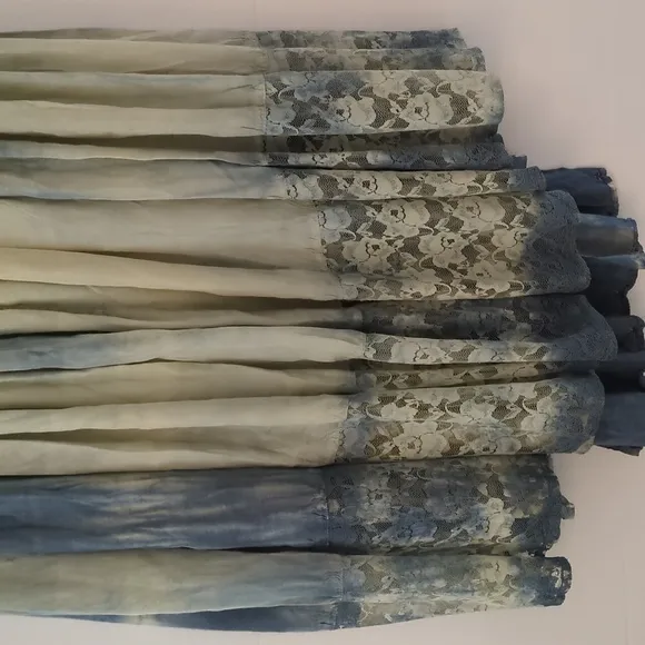 Bohemian festival tie-dye laced boho indie western cowgirl maxi skirt