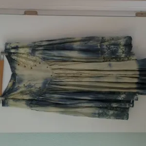 Bohemian festival tie-dye laced boho indie western cowgirl maxi skirt