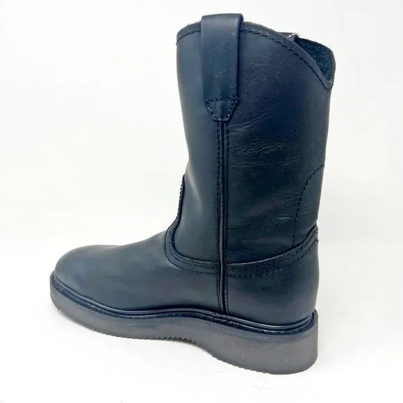 Bonanza 10&quot; Wellington Goodyear Welt Black Leather Mens Work Boots BAT 102