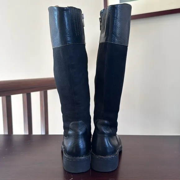 Born Baret II black, tall, leather suede zip up boots 7.5 W3359