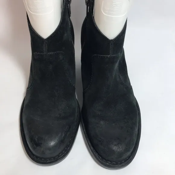 Born Black Distressed Suede Leather Ankle Booties Size 7M