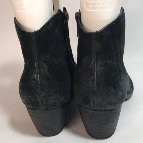 Born Black Distressed Suede Leather Ankle Booties Size 7M