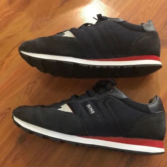 BOSS Hugo Boss mixed material trainers Leather suede nylon size 42 (9)￼