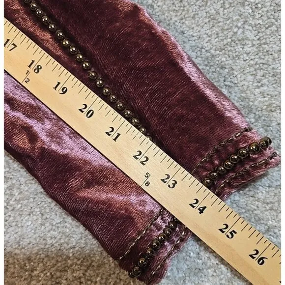Boston Proper Gypsy Boho Beaded Mauve Velour Jacket Short 3/4 Sleeve Women's XS