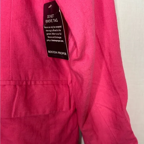 Boston Proper Linen Blend Single Breasted Pink Blazer NWT Office Siren Casual