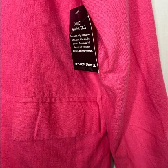 Boston Proper Linen Blend Single Breasted Pink Blazer NWT Office Siren Casual