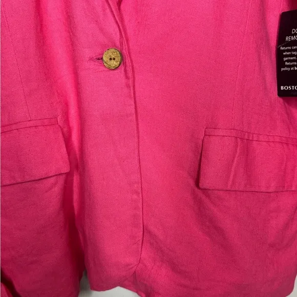 Boston Proper Linen Blend Single Breasted Pink Blazer NWT Office Siren Casual