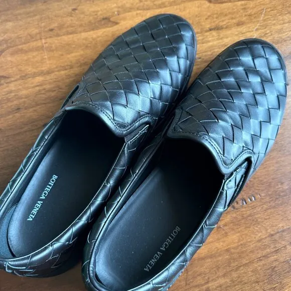 Bottega Veneta Men's Leather Sneakers Black - AUTHENTIC LIKE NEW - EU 46/US 13