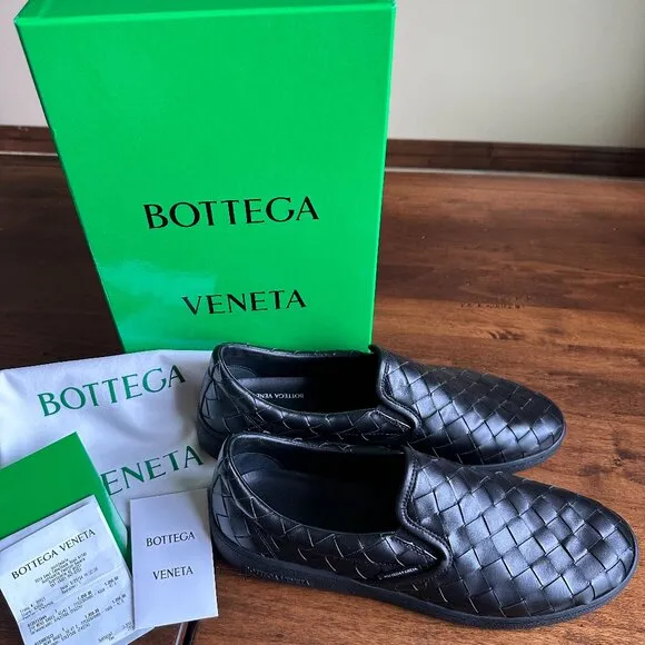 Bottega Veneta Men's Leather Sneakers Black - AUTHENTIC LIKE NEW - EU 46/US 13