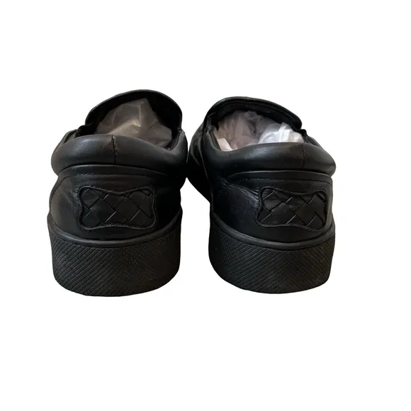 Bottega Veneta Woven Leather Slip-On Sneakers Italian Black Italy/EU 38 = US 8