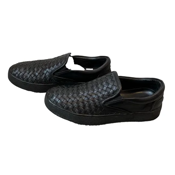 Bottega Veneta Woven Leather Slip-On Sneakers Italian Black Italy/EU 38 = US 8