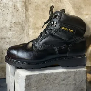 Brahma Boots Steel Toe Work Boots Mens Black Leather Lug Sole Size 11W