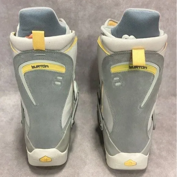 BRAND NEW BURTON MOTO SI STEP IN SNOWBOARD BOOTS! SIZE 10.5  LIGHT GRAY &amp; YELLOW
