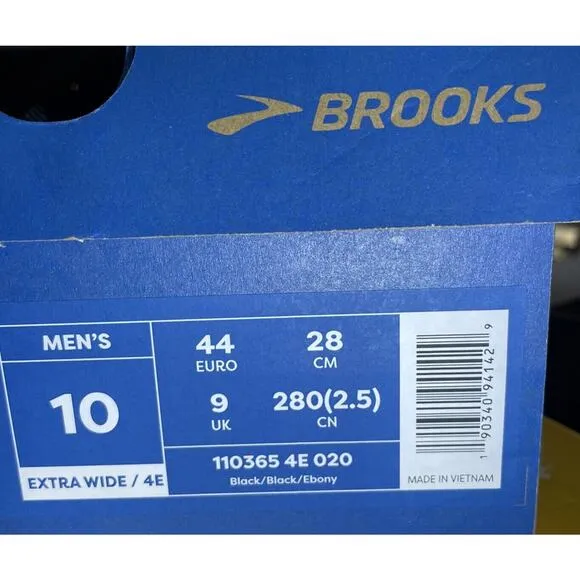 Brooks Addiction GTS 15 Black Road Running Wide Fit Shoes Mens 10 New in Box