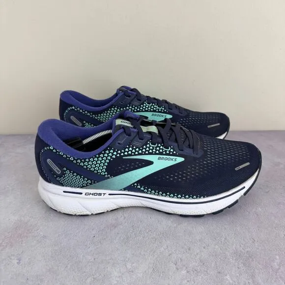 Brooks Ghost 14 Shoes Women's 10.5 D WIDE Running Sneakers Peacoat Yucca Navy