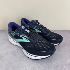 Brooks Ghost 14 Shoes Women's 10.5 D WIDE Running Sneakers Peacoat Yucca Navy