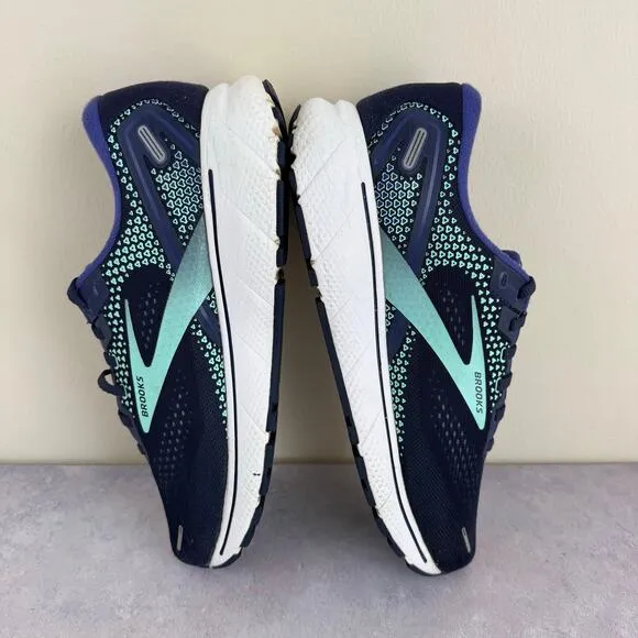 Brooks Ghost 14 Shoes Women's 10.5 D WIDE Running Sneakers Peacoat Yucca Navy