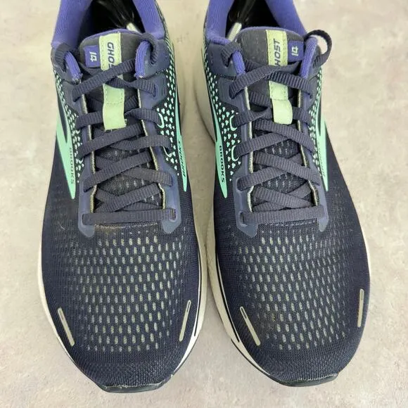 Brooks Ghost 14 Shoes Women's 10.5 D WIDE Running Sneakers Peacoat Yucca Navy