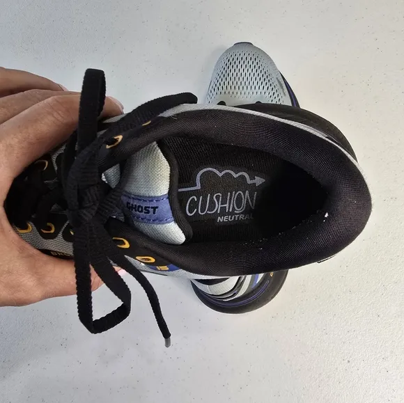 Brooks Ghost 15 Running Shoes Light Blue Black Yellow Women's 6.5 Outdoor