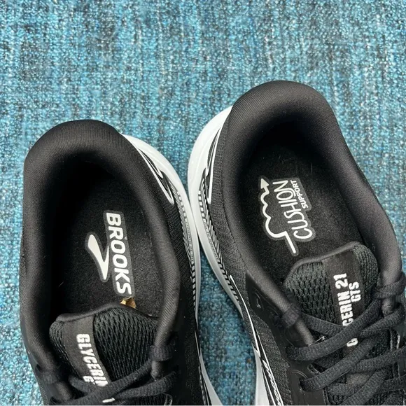 Brooks Glycerin 21 Running Shoes in Black White WIDE Width 2E