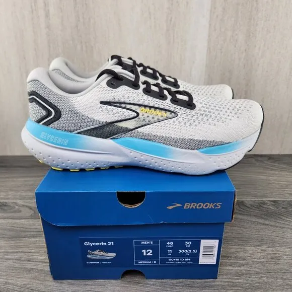 Brooks Glycerin 21 Size 12 Mens Coconut Forged Iron Grey Black Casual Shoes