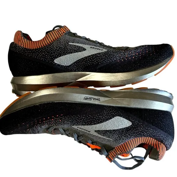 Brooks Levitate 2 Mens Black Gray Orange Running Shoes  1102901D026  Size 12 D