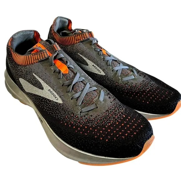 Brooks Levitate 2 Mens Black Gray Orange Running Shoes  1102901D026  Size 12 D