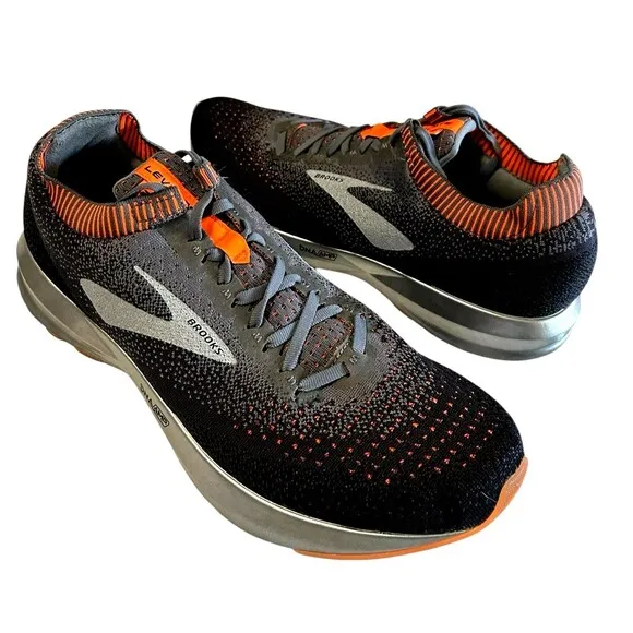 Brooks Levitate 2 Mens Black Gray Orange Running Shoes  1102901D026  Size 12 D