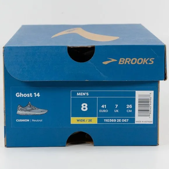 Brooks Men's Ghost 14 'Grey Alloy Oyster' 110369-2E-067 WIDE Running Jogging Gym