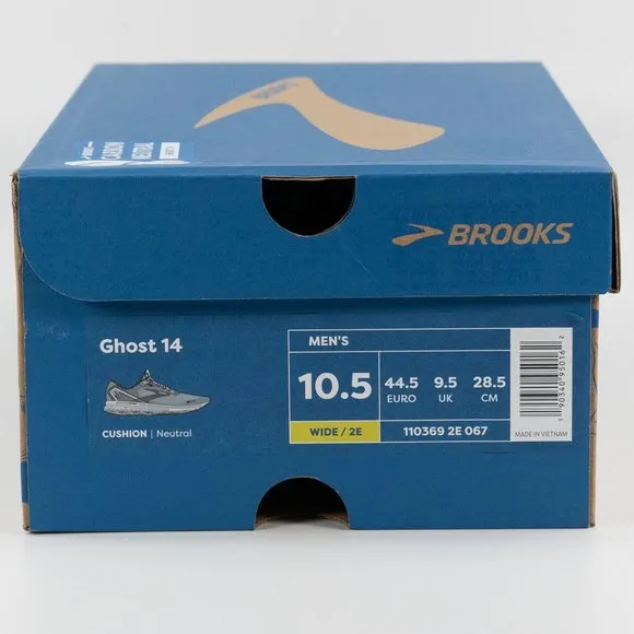 Brooks Men's Ghost 14 'Grey Alloy Oyster' 110369-2E-067 WIDE Running Jogging Gym