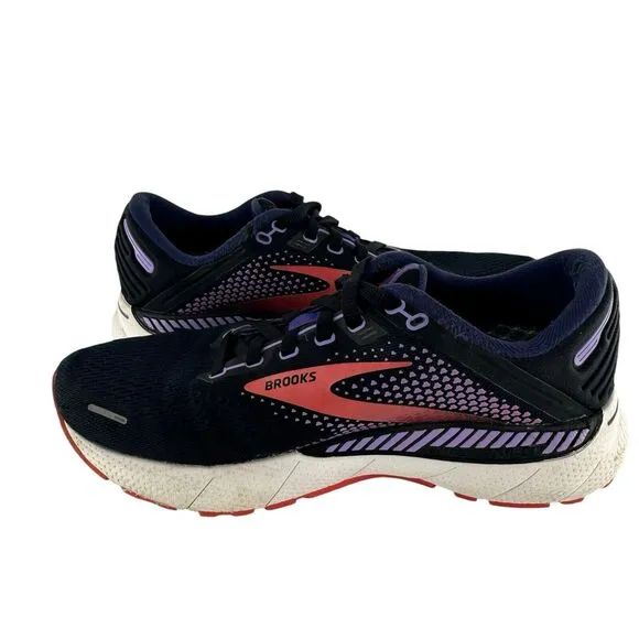 Brooks Running Shoes Womens 8 D Wide Adrenaline GTS 22 Sneakers Purple Coral