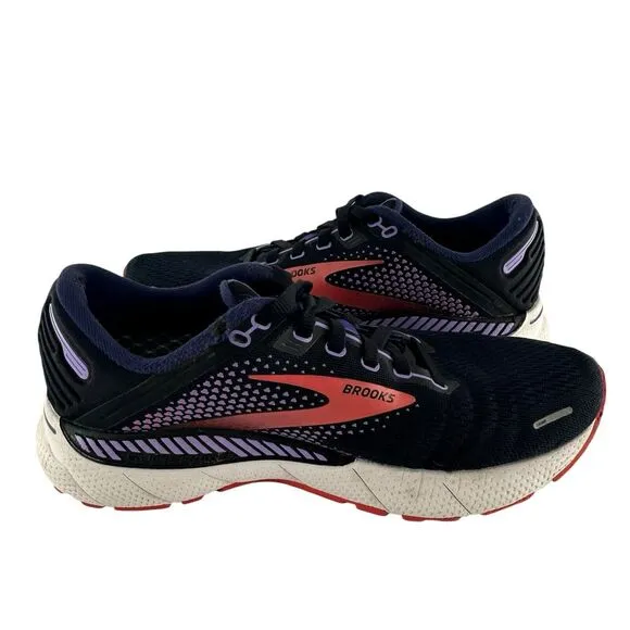 Brooks Running Shoes Womens 8 D Wide Adrenaline GTS 22 Sneakers Purple Coral