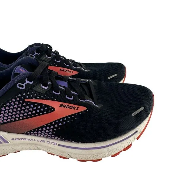 Brooks Running Shoes Womens 8 D Wide Adrenaline GTS 22 Sneakers Purple Coral